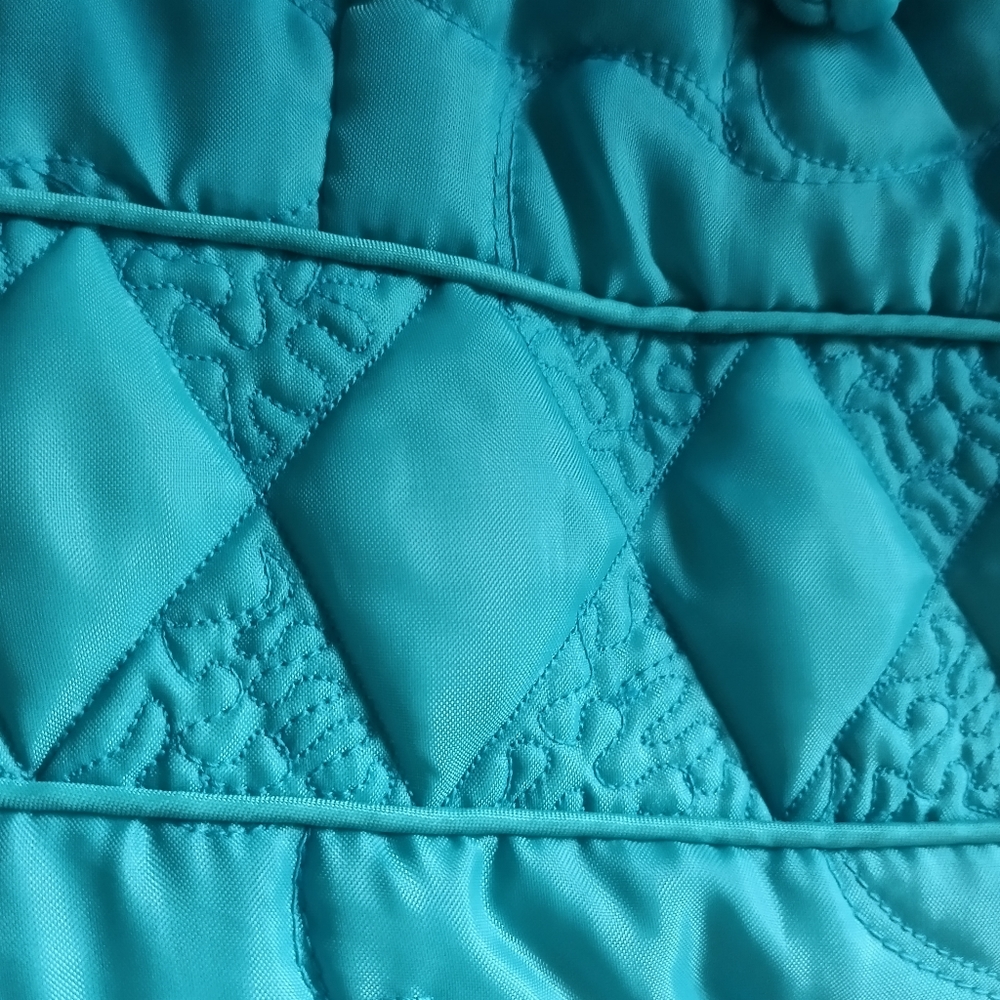 NOS, VTG 1950S CHARLES & CO." MADE IN HONG KONG TURQUOISE TRAPUNTO QUITED ROBE ! - Picture 10 of 16
